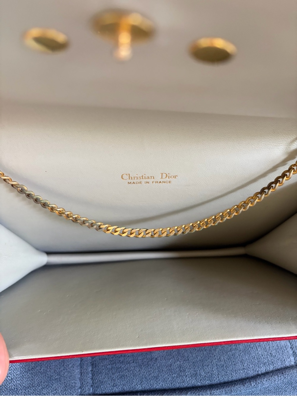 Christian Dior Vintage Red Leather Shoulder Bag Clutch with Gold Chain - Picture 6 of 16